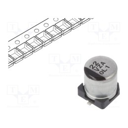 10 pcs : EEHZA1V220R - Capacitor: hybrid, 22uF, 35VDC, ESR: 100mΩ, ZA, SMD, ±20%, -55÷105°C