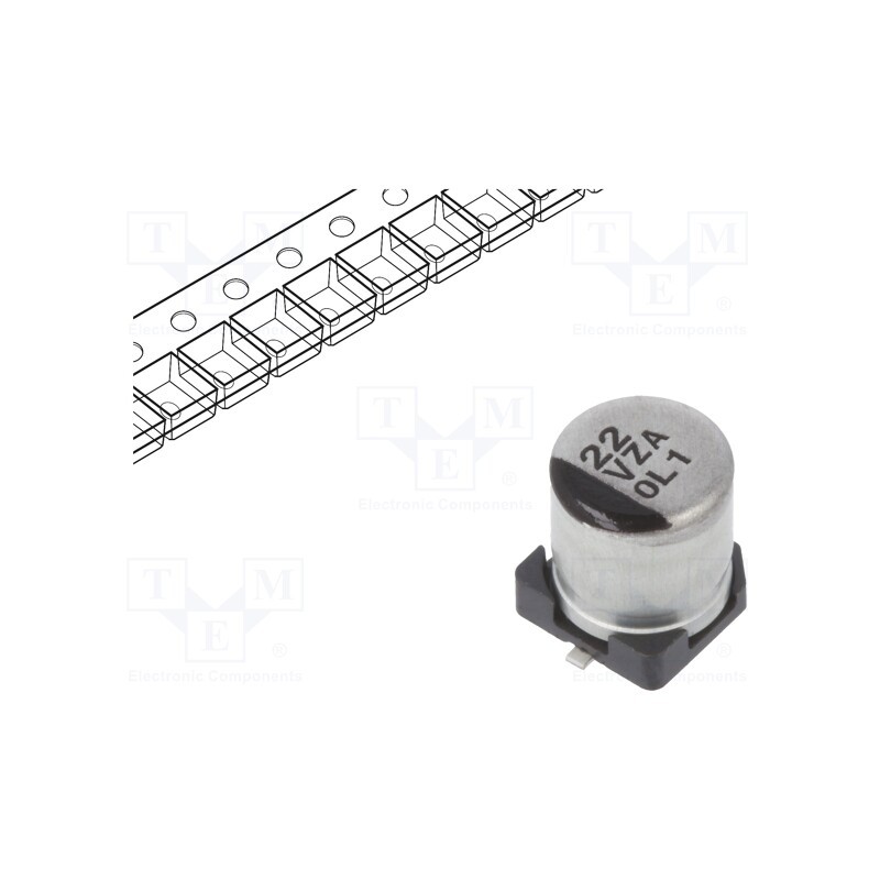 10 pcs : EEHZA1V220R - Capacitor: hybrid, 22uF, 35VDC, ESR: 100mΩ, ZA, SMD, ±20%, -55÷105°C