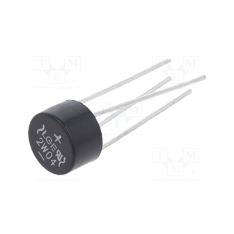 20 pcs : 2W04 - Bridge rectifier: single-phase, Urmax: 400V, If: 2A, Ifsm: 50A, WOM