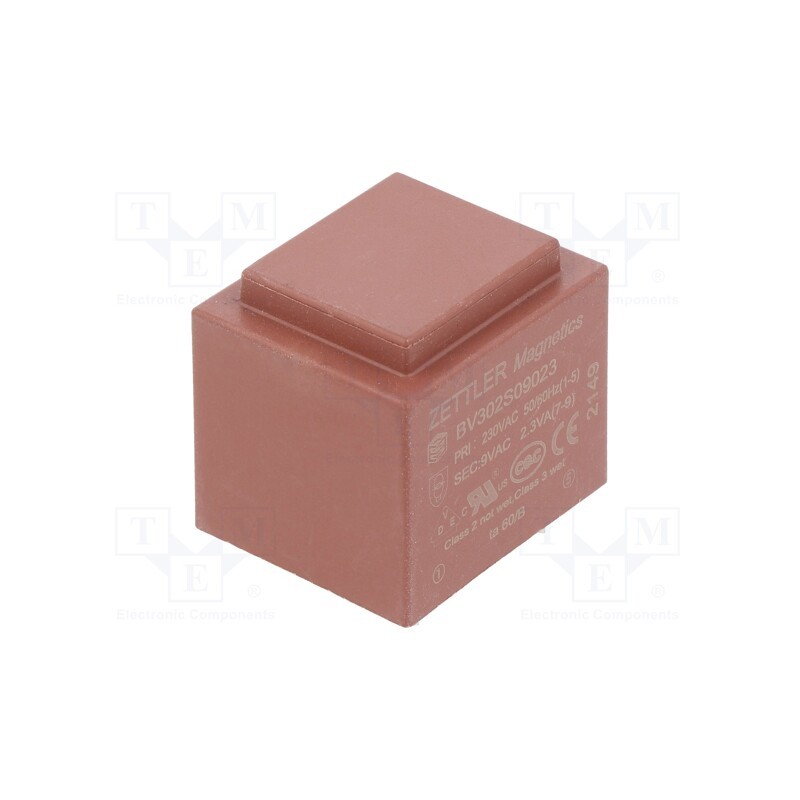 10 pcs : BV302S09023 - Transformer: encapsulated, 2.3VA, 230VAC, 9V, 256mA, PCB