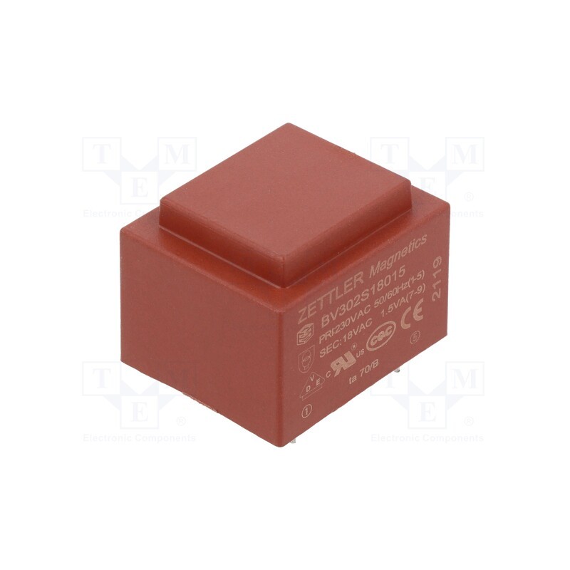 10 pcs : BV302S18015 - Transformer: encapsulated, 1.5VA, 230VAC, 18V, 83mA, PCB