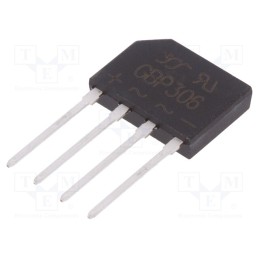 20 pcs : GBP306 - Bridge rectifier: single-phase, Urmax: 600V, If: 3A, Ifsm: 90A, flat
