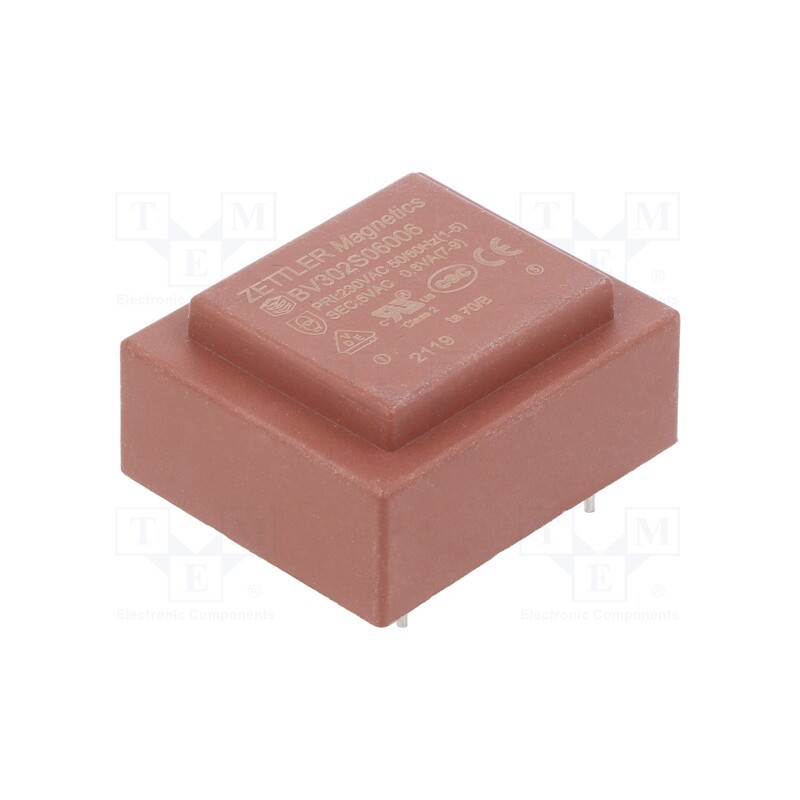 10 pcs : BV302S06006 - Transformer: encapsulated, 0.6VA, 230VAC, 6V, 100mA, PCB