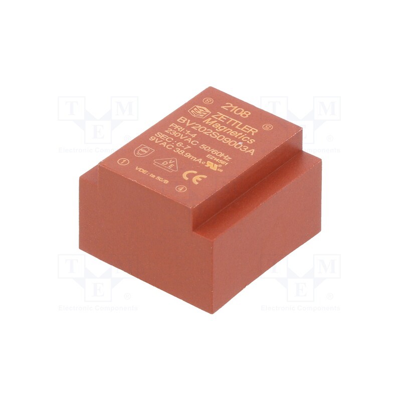 10 pcs : BV202S09003A - Transformer: encapsulated, 0.35VA, 230VAC, 9V, PCB, 24x16x23mm