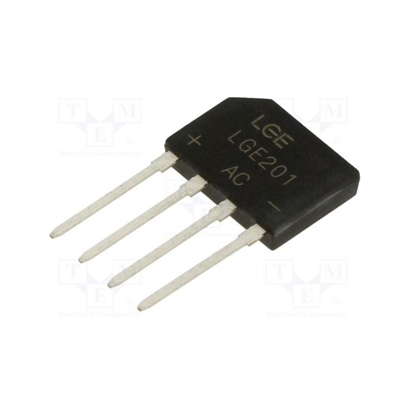 20 pcs : LGE201 - Bridge rectifier: single-phase, Urmax: 100V, If: 2A, Ifsm: 60A, flat