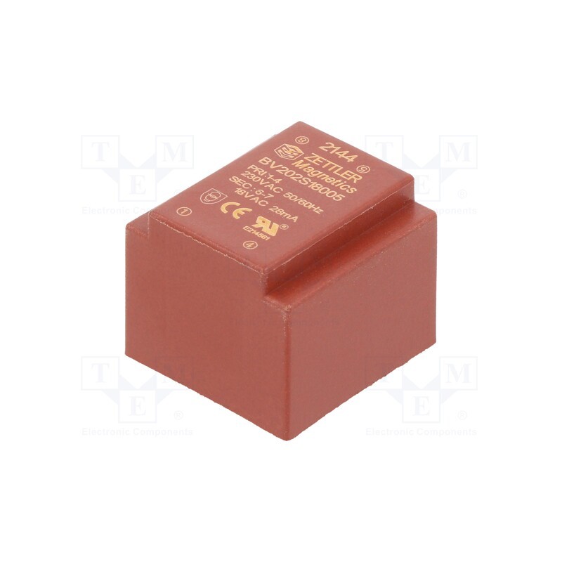 10 pcs : BV202S18005 - Transformer: encapsulated, 0.5VA, 230VAC, 18V, 27.8mA, PCB