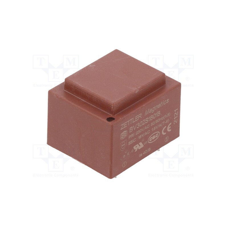 10 pcs : BV302S18018 - Transformer: encapsulated, 1.8VA, 230VAC, 18V, 100mA, PCB