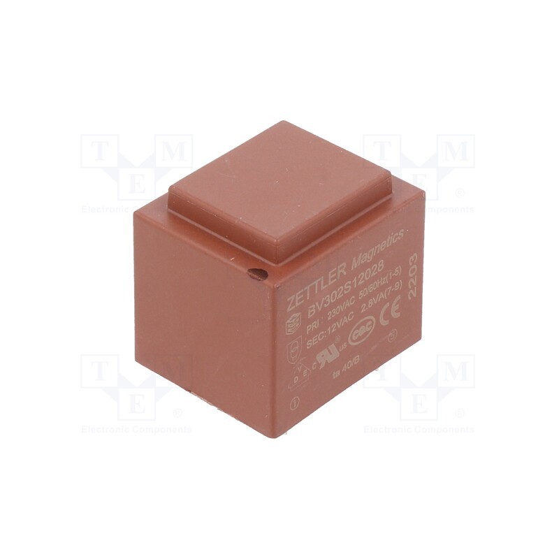 10 pcs : BV302S12028 - Transformer: encapsulated, 2.8VA, 230VAC, 12V, 233mA, PCB