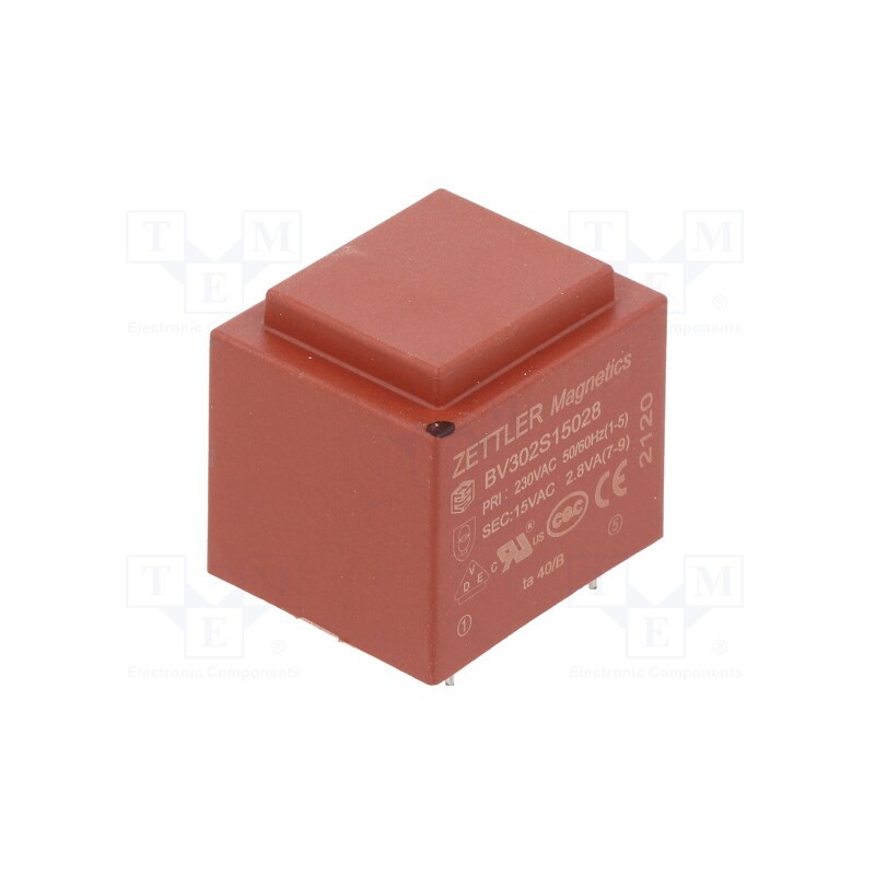 10 pcs : BV302S15028 - Transformer: encapsulated, 2.8VA, 230VAC, 15V, 187mA, PCB