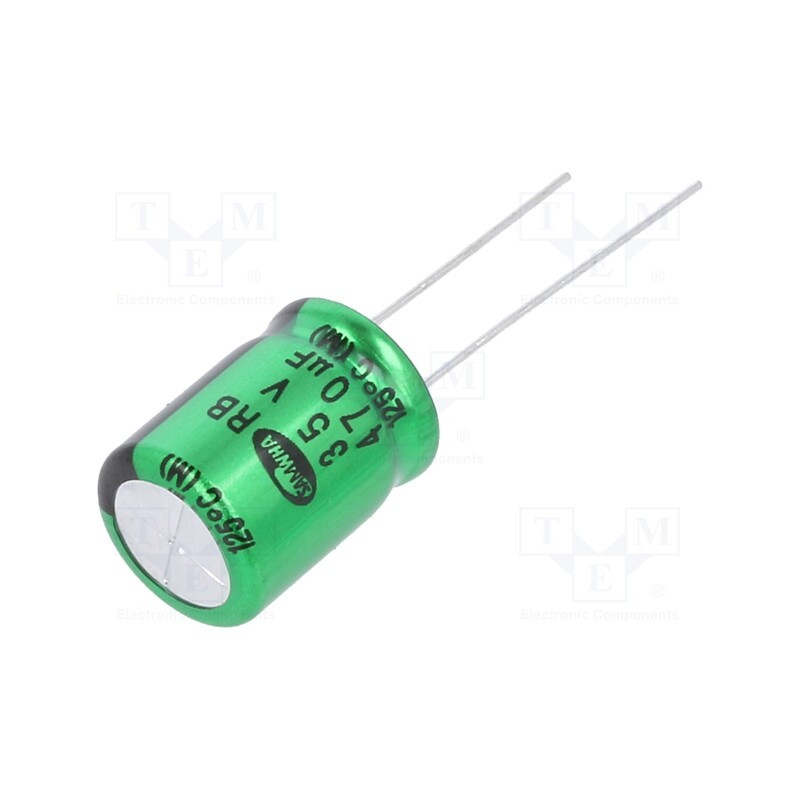 50 pcs : RB1V477M12016BB - Capacitor: electrolytic, THT, 470uF, 35VDC, Ø12.5x16mm, ±20%, 2000h
