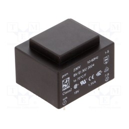 10 pcs : BV EI 302 2024 - Transformer: encapsulated, 1.5VA, 230VAC, 18V, 83mA, PCB, BVEI