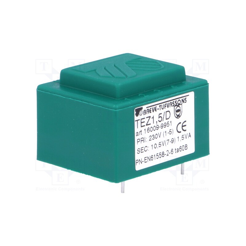 10 pcs : TEZ1.5/D230/10.5V - Transformer: encapsulated, 1.5VA, 230VAC, 10.5V, 142.8mA, PCB, IP00