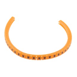 1 Reel of 100 - RS PRO Snap On Cable Markers, Black on Orange, Pre-printed '9', 3 - 3.4mm Cable