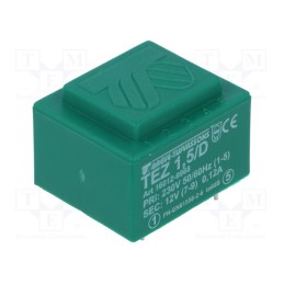 10 pcs : TEZ1.5/D230/12V - Transformer: encapsulated, 1.5VA, 230VAC, 12V, 125mA, PCB, IP00