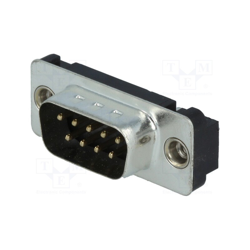 10 pcs : DE09-PA-M2 - D-Sub, PIN: 9, socket, male, straight, THT, UNC 4-40, Locking: screws