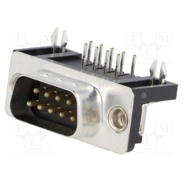 10 pcs : DE09-PL-24 - D-Sub, PIN: 9, socket, male, angled 90°, THT, UNC 4-40, 5A, 20mΩ
