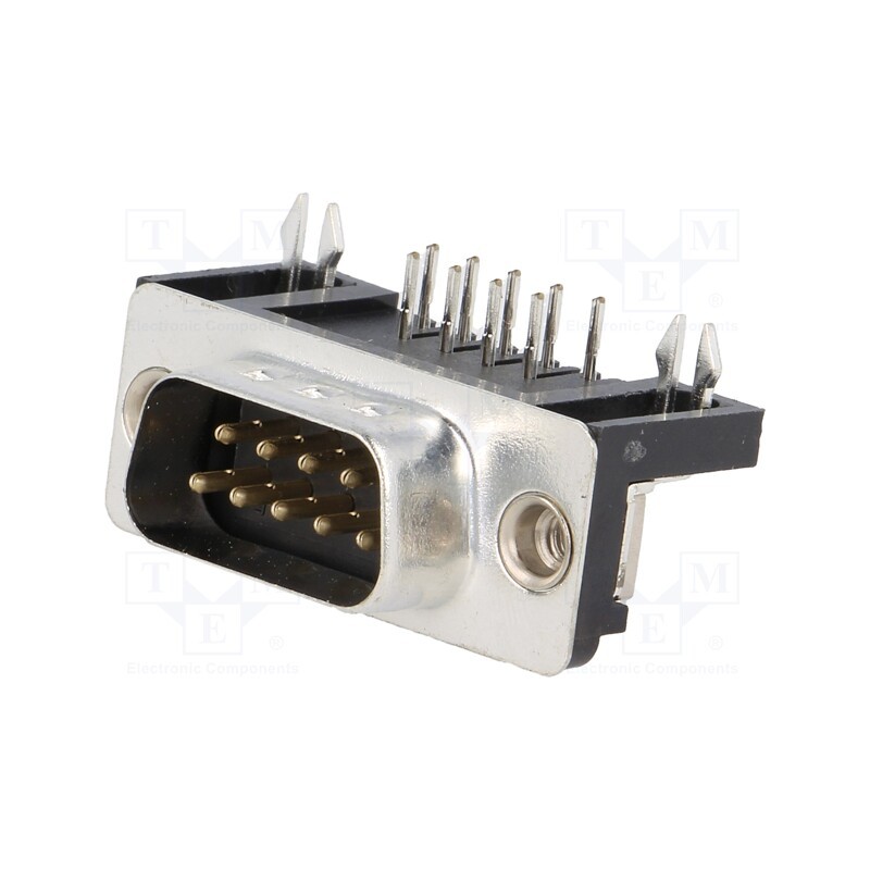 10 pcs : DE09-PL-24 - D-Sub, PIN: 9, socket, male, angled 90°, THT, UNC 4-40, 5A, 20mΩ