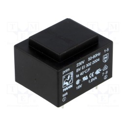 10 pcs : BV EI 302 2004 - Transformer: encapsulated, 1.8VA, 230VAC, 18V, 100mA, PCB, BVEI