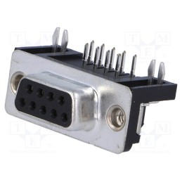 10 pcs : DE09-SL-24 - D-Sub, PIN: 9, socket, female, angled 90°, THT, UNC 4-40, 5A, 20mΩ