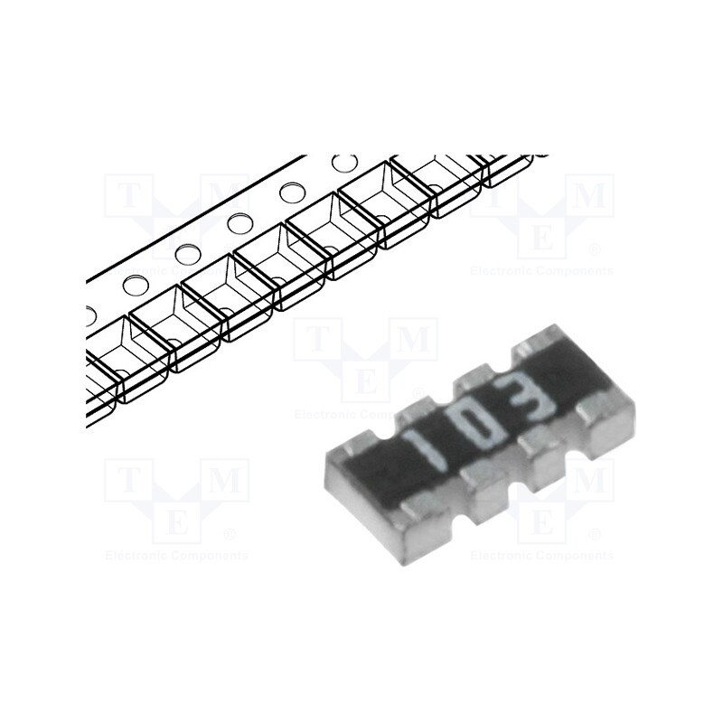 500 pcs : 4D02WGJ0120TCE - Resistor network: Y, SMD, R: 12Ω, ±5%, 62.5mW, No.of resistors: 4