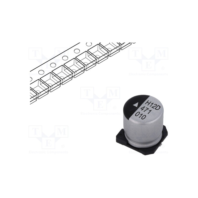 10 pcs : AEH1010471M010R - Capacitor: electrolytic, SMD, 470uF, 10VDC, Ø10x10.5mm, 2000h