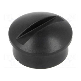 10 pcs : - Knob, miniature, plastic, Øshaft: 6mm, Ø12x3mm, black, push-in
