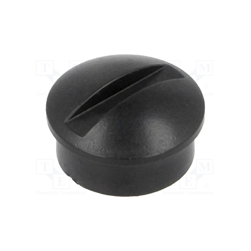10 pcs : - Knob, miniature, plastic, Øshaft: 6mm, Ø12x3mm, black, push-in