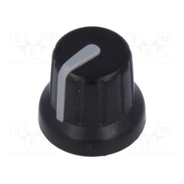 10 pcs : GMN-4GY - Knob, miniature,with pointer, ABS, Øshaft: 6mm, Ø16x14mm, black