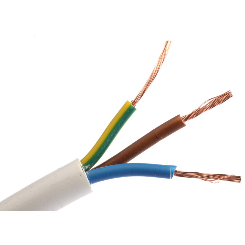 1 Reel of 100 M - RS PRO 3 Core Power Cable, 2.5 mm², 100m, White PVC Sheath, 3183Y, 25 A, 300 V, 500 V