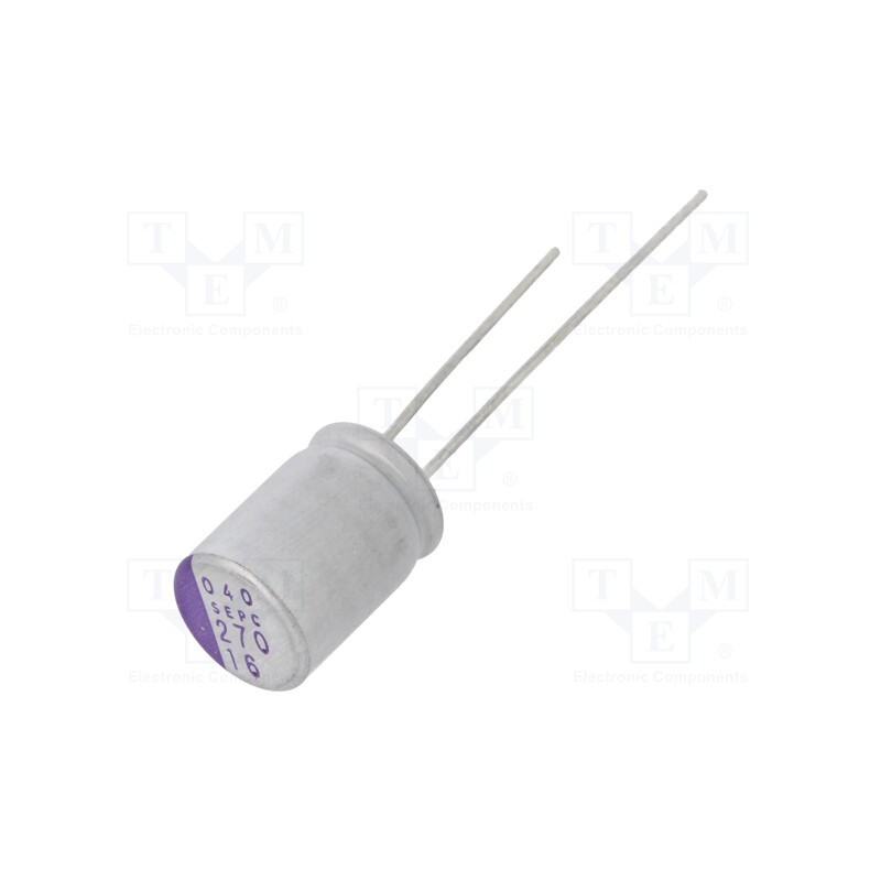 10 pcs : 16SEPC270M - Capacitor: polymer, 270uF, 16VDC, SEPC, THT, ±20%, -55÷105°C, OS-CON