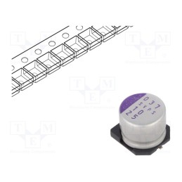 10 pcs : 25SVPS10M - Capacitor: polymer, 10uF, 25VDC, SVPS, SMD, ±20%, -55÷105°C, Ø8x7mm