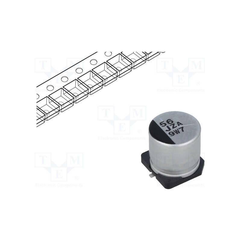 10 pcs : EEHZA1J560P - Capacitor: hybrid, 56uF, 63VDC, ESR: 30mΩ, ZA, SMD, ±20%, -55÷105°C