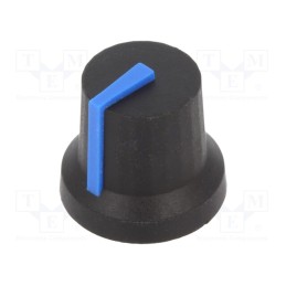 10 pcs : CL170851BR - Knob, with pointer, rubber,plastic, Øshaft: 6mm, Ø16.8x14.5mm