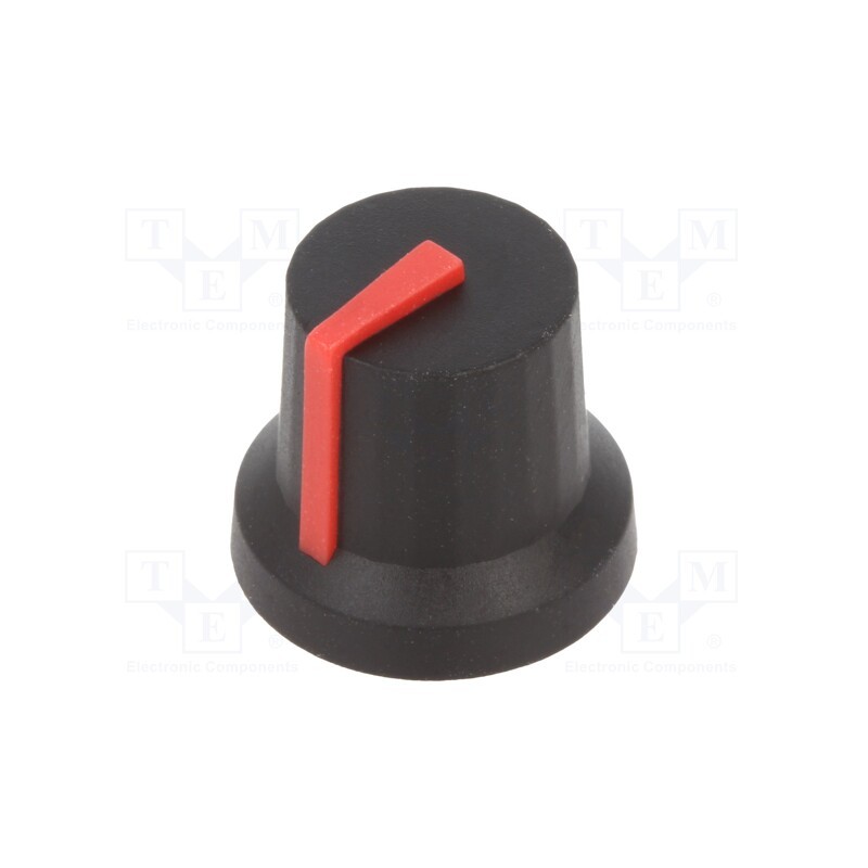 10 pcs : CL170853BR - Knob, with pointer, rubber,plastic, Øshaft: 6mm, Ø16.8x14.5mm