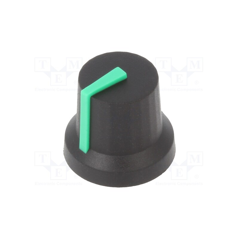 10 pcs : CL170852BR - Knob, with pointer, rubber,plastic, Øshaft: 6mm, Ø16.8x14.5mm