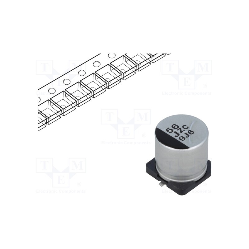 10 pcs : EEHZC1J560P - Capacitor: hybrid, 56uF, 63VDC, ESR: 30mΩ, ZC, SMD, ±20%, -55÷125°C