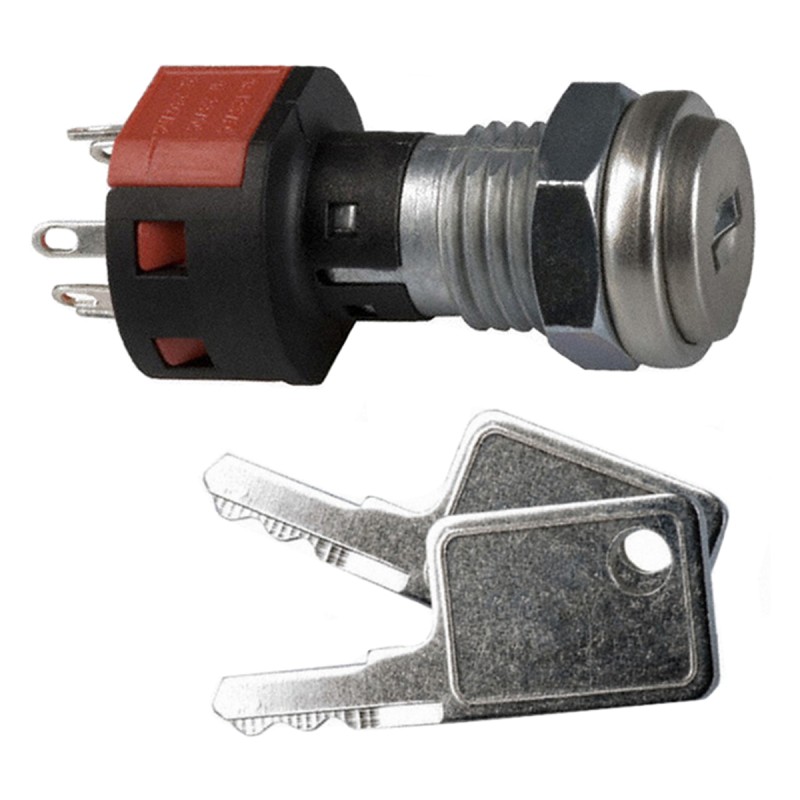 1 pcs - Key Switch, DPST, 4 A 1-Way Flat-Key
