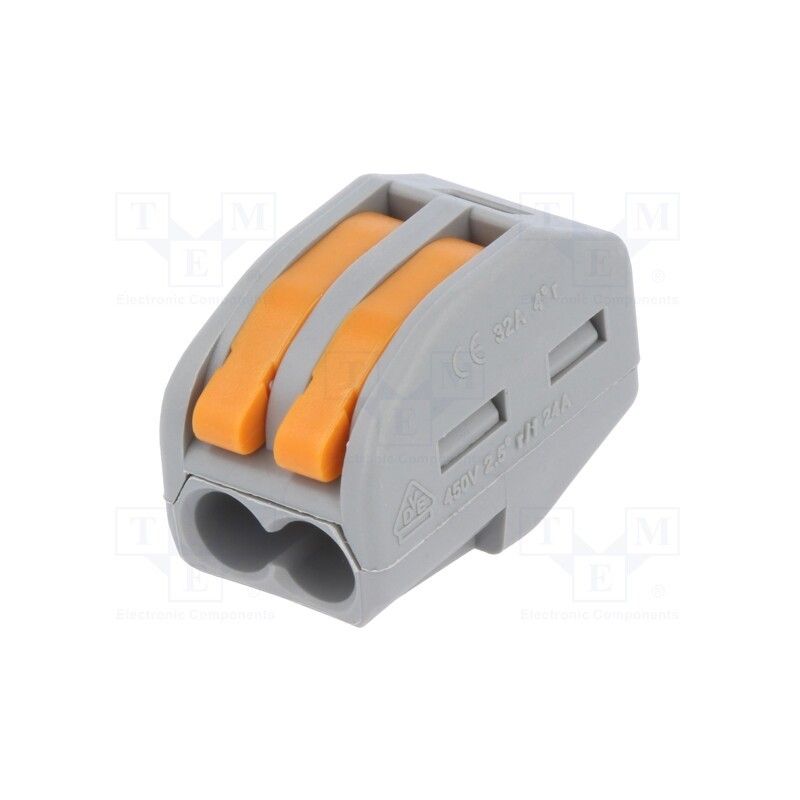 10 pcs : DG223-4.61-02P-11-00AH - Quick splice, spring clamp, 0.2÷2.5mm2, 28AWG÷12AWG, 450V, 24A