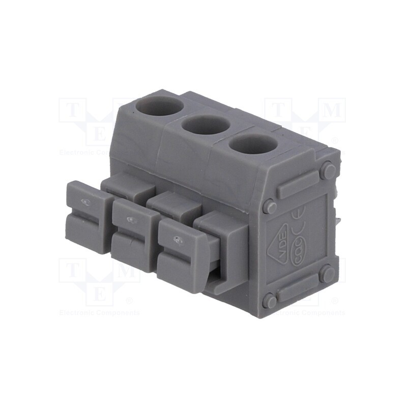 20 pcs : DG235-5.0-03P-11 - PCB terminal block, angled 90°, 5mm, ways: 3, on PCBs, 1.5mm2, 8A