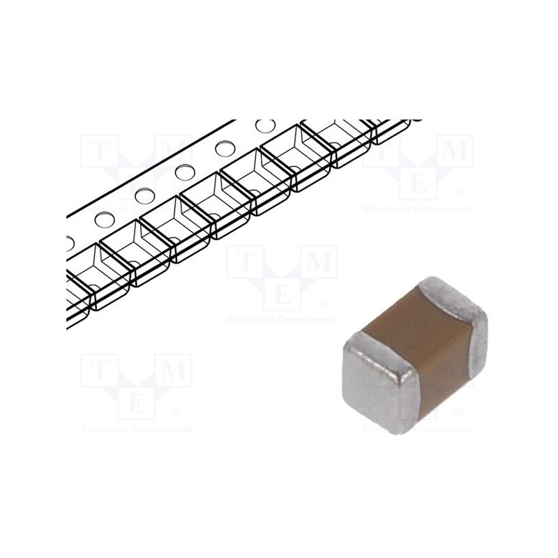 500 pcs : C0402C104K8PACTU - Capacitor: ceramic, MLCC, 100nF, 10V, X5R, ±10%, SMD, 0402