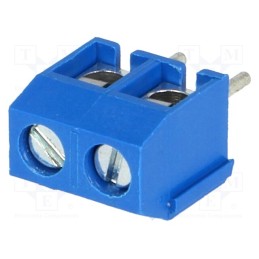 10 pcs : DG301-5.0-02P-12-18A(H) - PCB terminal block, angled 90°, 5mm, ways: 2, on PCBs, 1.5mm2, blue