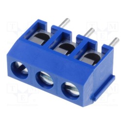 10 pcs : DG301-5.0-03P-12-18A(H) - PCB terminal block, angled 90°, 5mm, ways: 3, on PCBs, 1.5mm2, blue