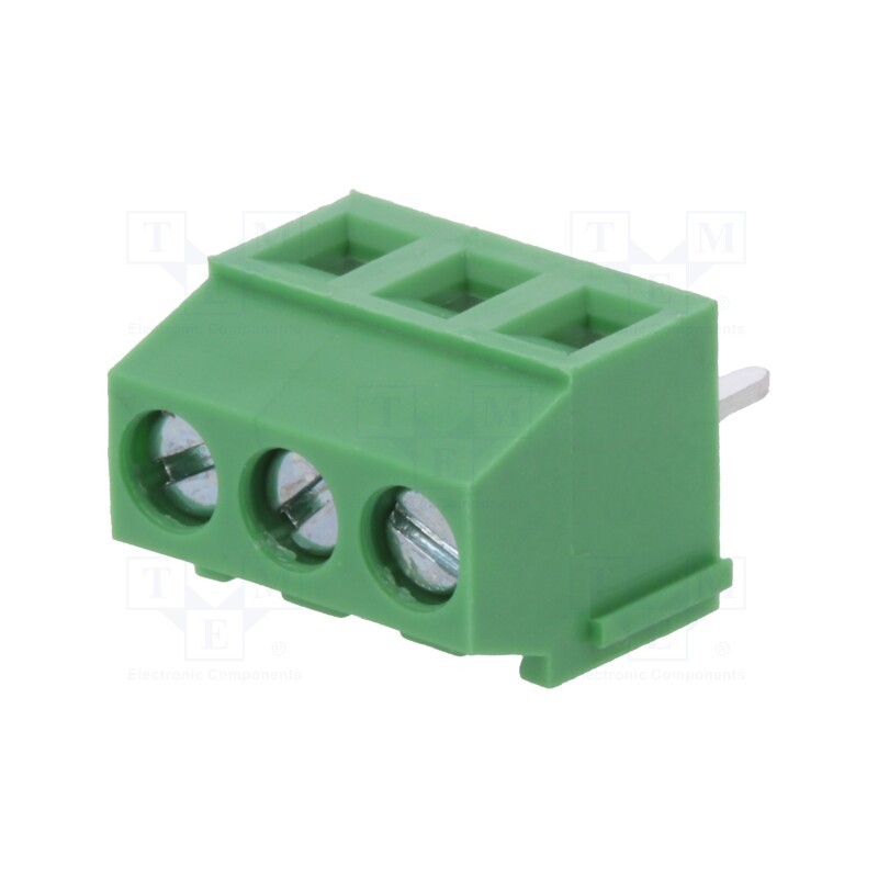 10 pcs : DG381-3.5-03P-14-00AH - PCB terminal block, angled 90°, 3.5mm, ways: 3, on PCBs, 1.5mm2