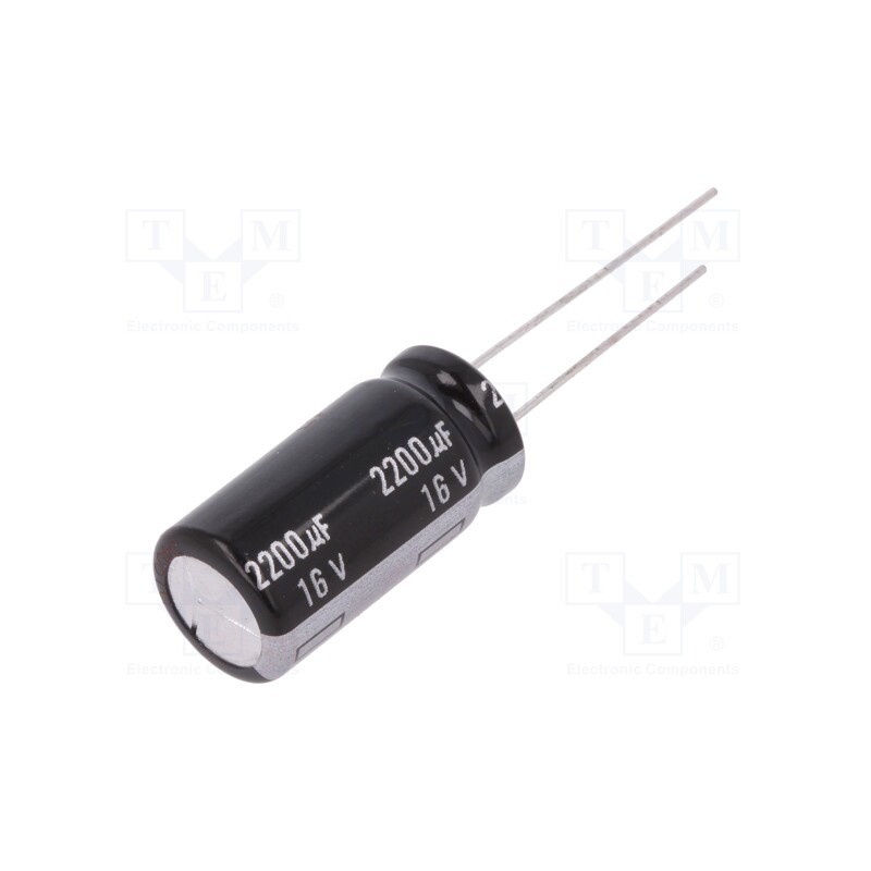 10 pcs : EEUEB1C222 - Capacitor: electrolytic, THT, 2200uF, 16VDC, Ø12.5x25mm, Pitch: 5mm