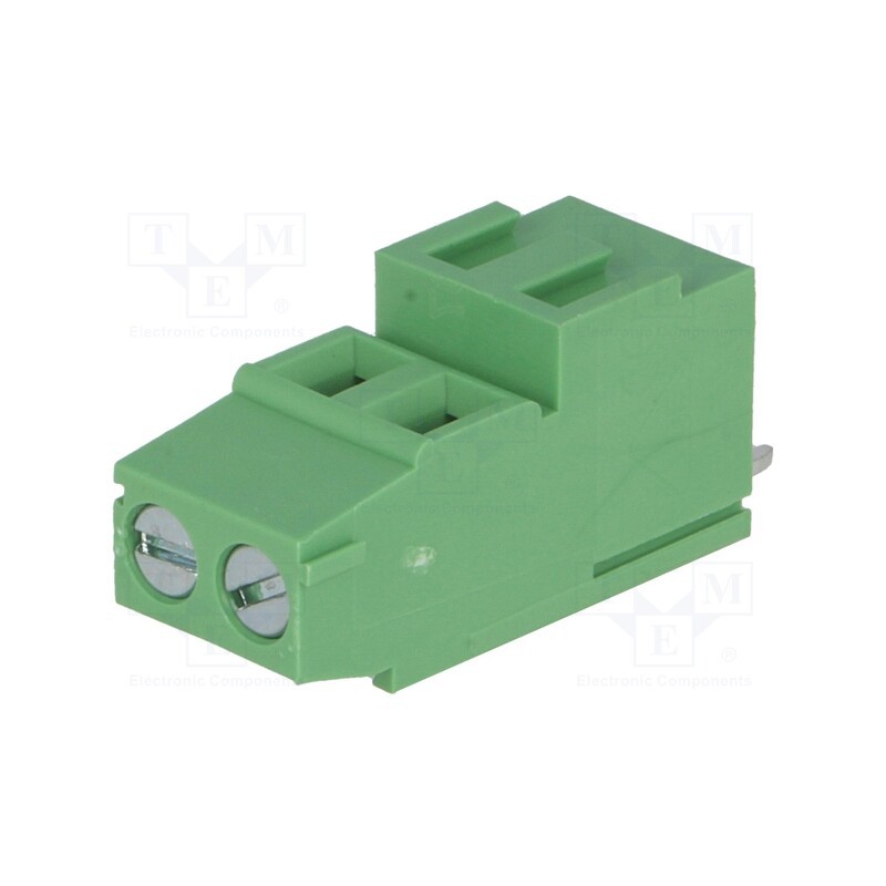 10 pcs : DG500H-5.0-02P-14-00AH - PCB terminal block, angled 90°, 5mm, ways: 2, on PCBs, 2.5mm2, 24A