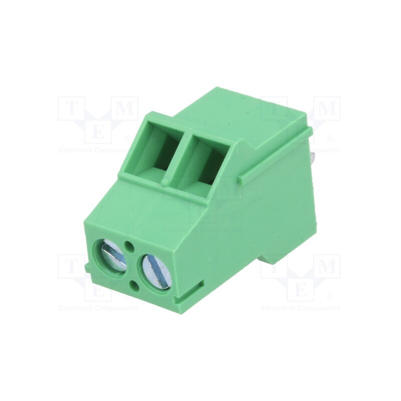 10 pcs : DG504-5.08-02P-14-00AH - PCB terminal block, angled, 5.08mm, ways: 2, on PCBs, 2.5mm2, 18A