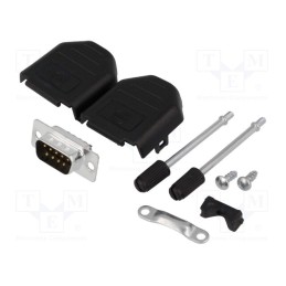 10 pcs : DPPK09-BK-DBP-K - D-Sub, PIN: 9, plug, male, soldering, for cable, Kit: complete set