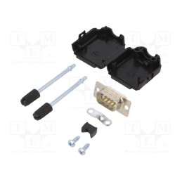 10 pcs : DPPK09-BK-DBP-W-K - D-Sub, PIN: 9, plug, male, soldering, for cable, white