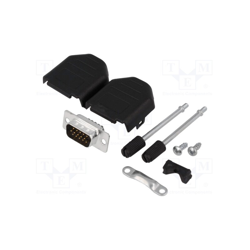 10 pcs : DPPK09-BK-HDP-K - D-Sub HD, PIN: 15, plug, male, soldering, for cable