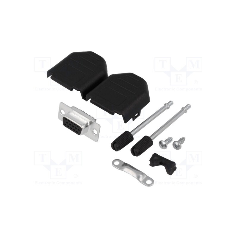 10 pcs : DPPK09-BK-HDS-K - D-Sub HD, PIN: 15, plug, female, soldering, for cable